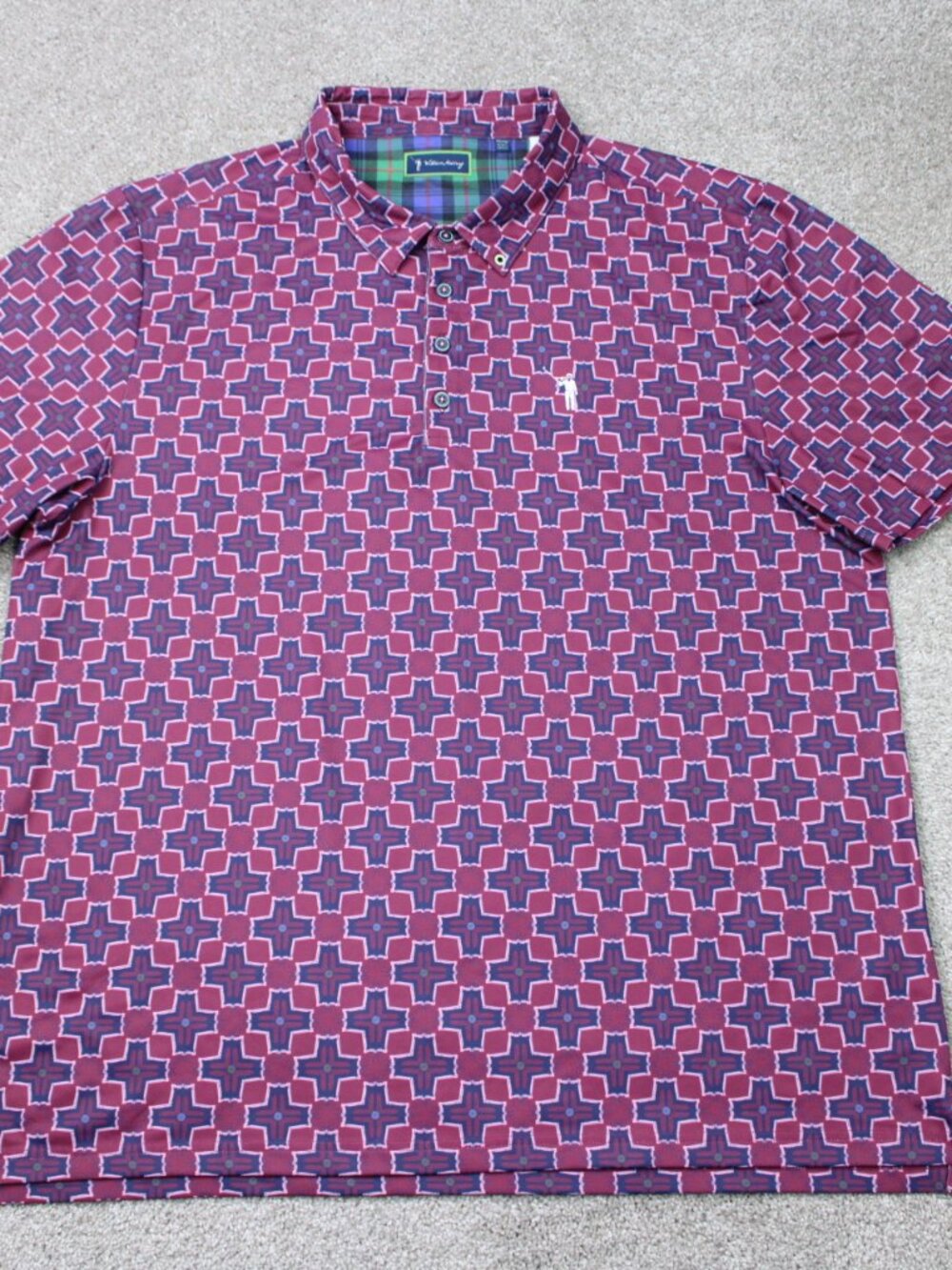 William Murray Golf Polo Shirt Men 2XL XXL Purple Geometric Stretch Short Sleeve